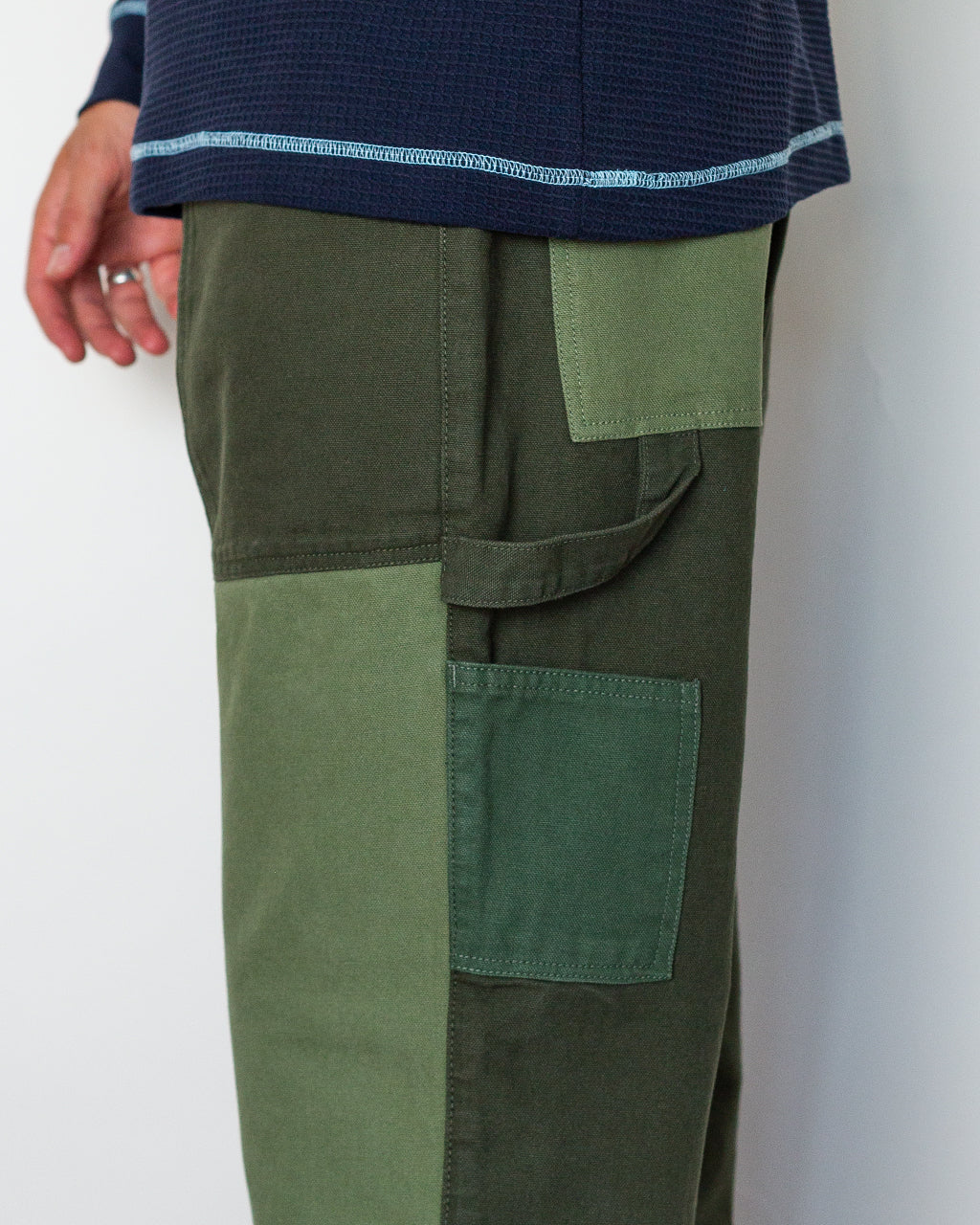Patchwork Utility Chef Pants - Green