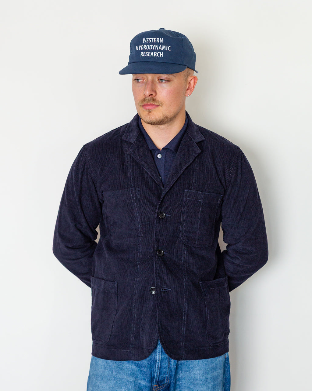 Fine Cord Server Suit Jacket - Dark Navy