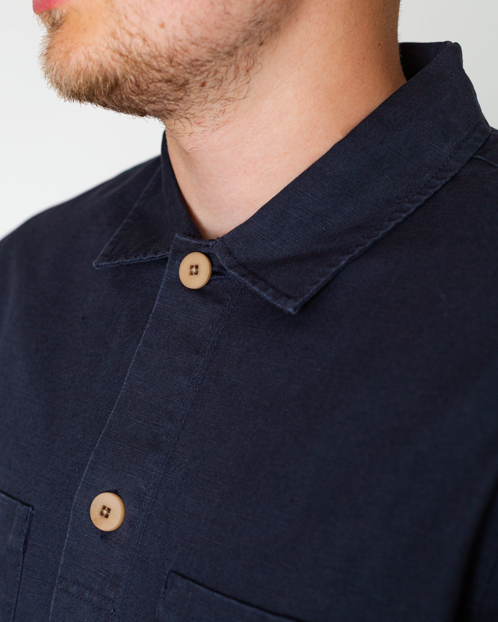 Patch Overshirt - Midnight Slub Linen
