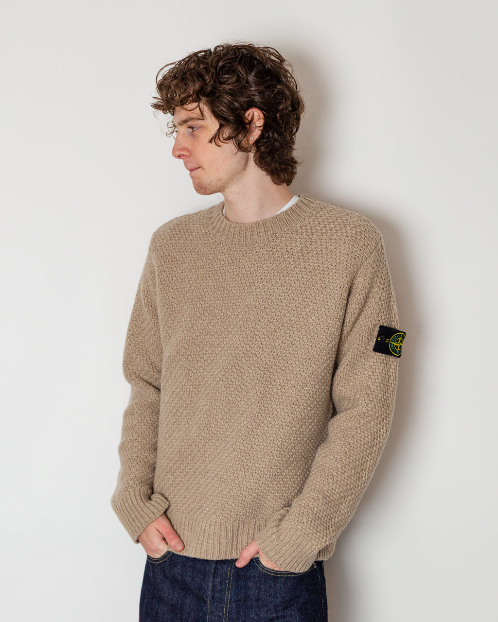 Basket Weave Crewneck - Biscuit V0M94