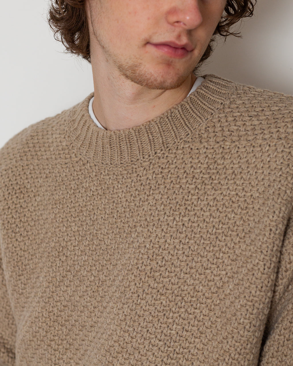 Basket Weave Crewneck - Biscuit V0M94