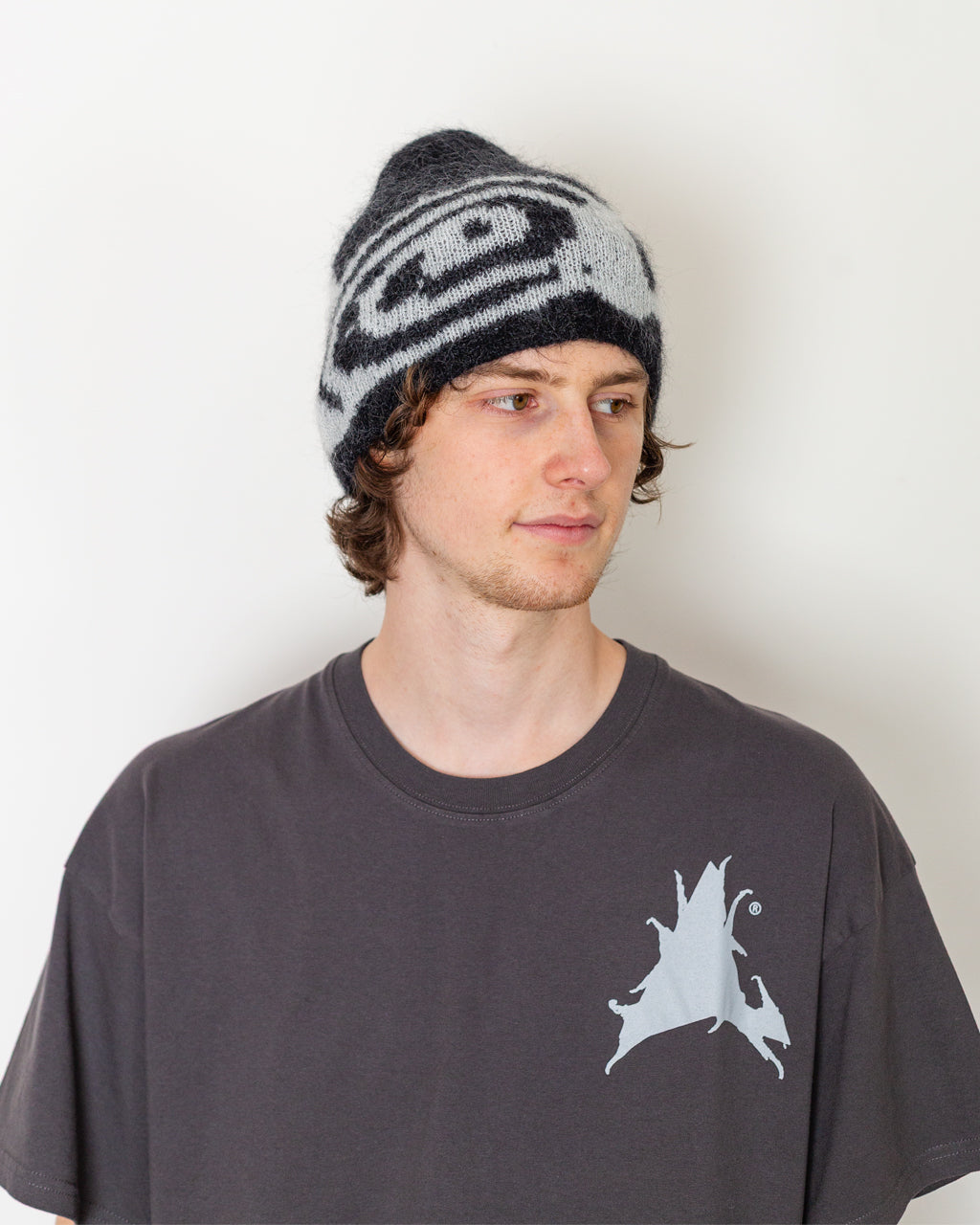 VORTEX Mohair Beanie  - Black White