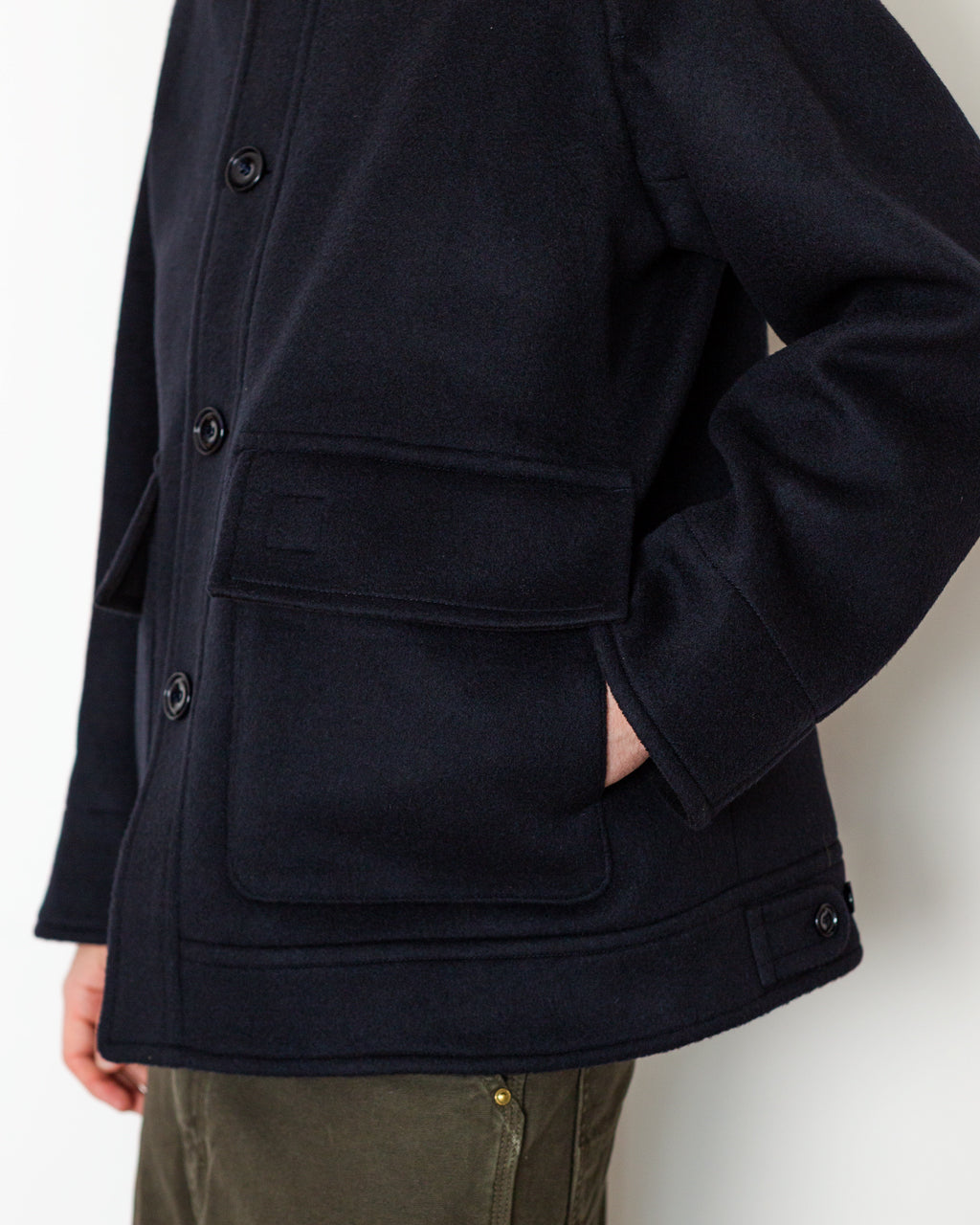 Maple Raglan Wool Short Coat - Dark Navy