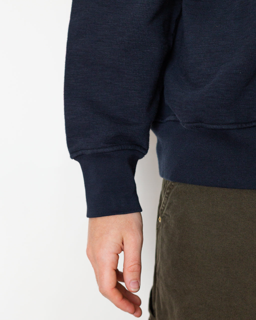 Tubular Cotton Fleece LS Polo  - Navy Blue V0020