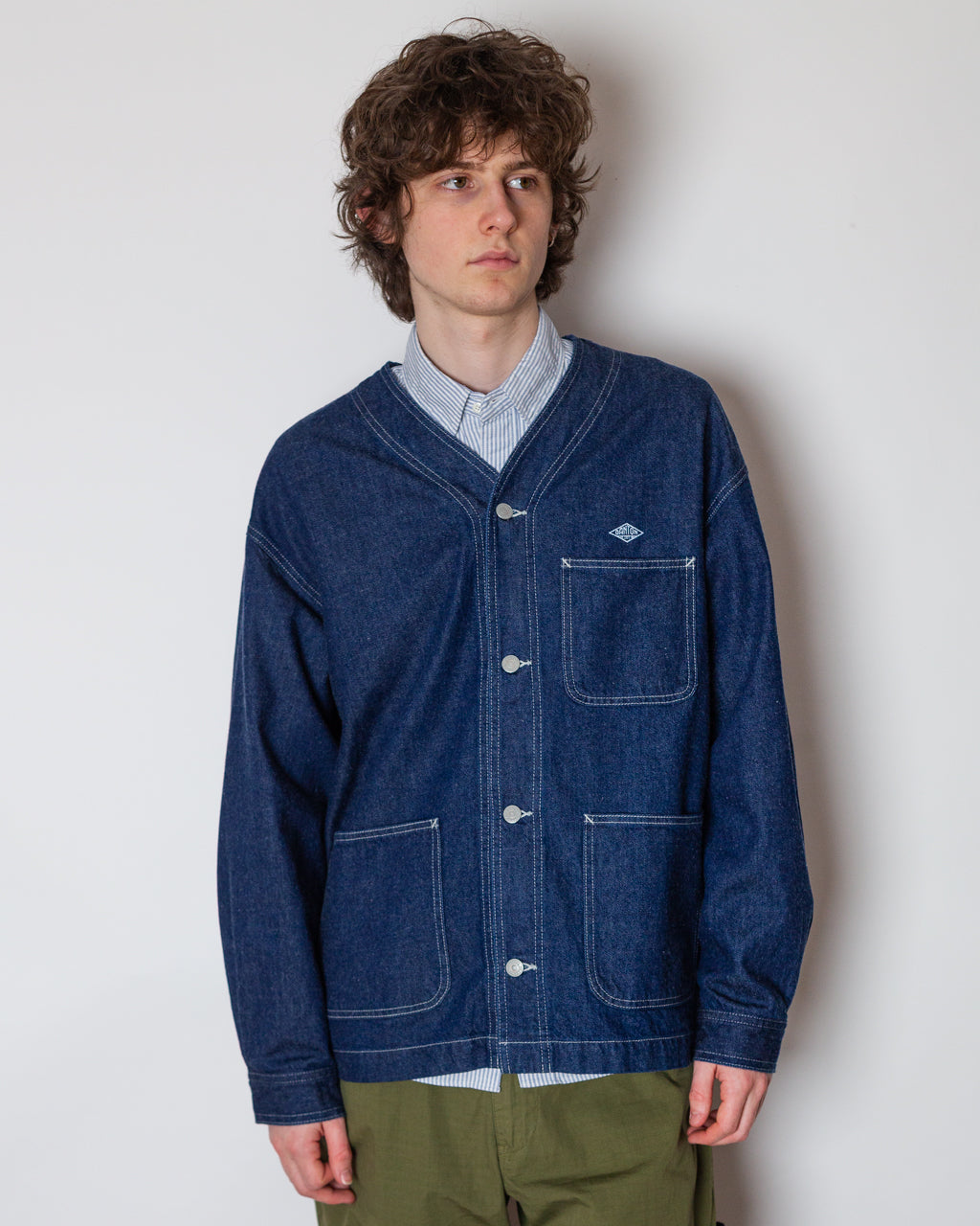 Collarless Jacket - Indigo