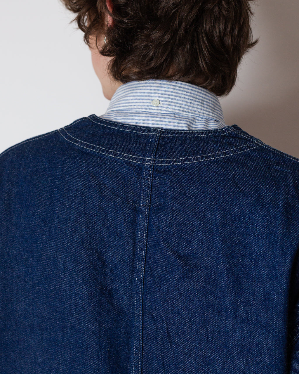 Collarless Jacket - Indigo