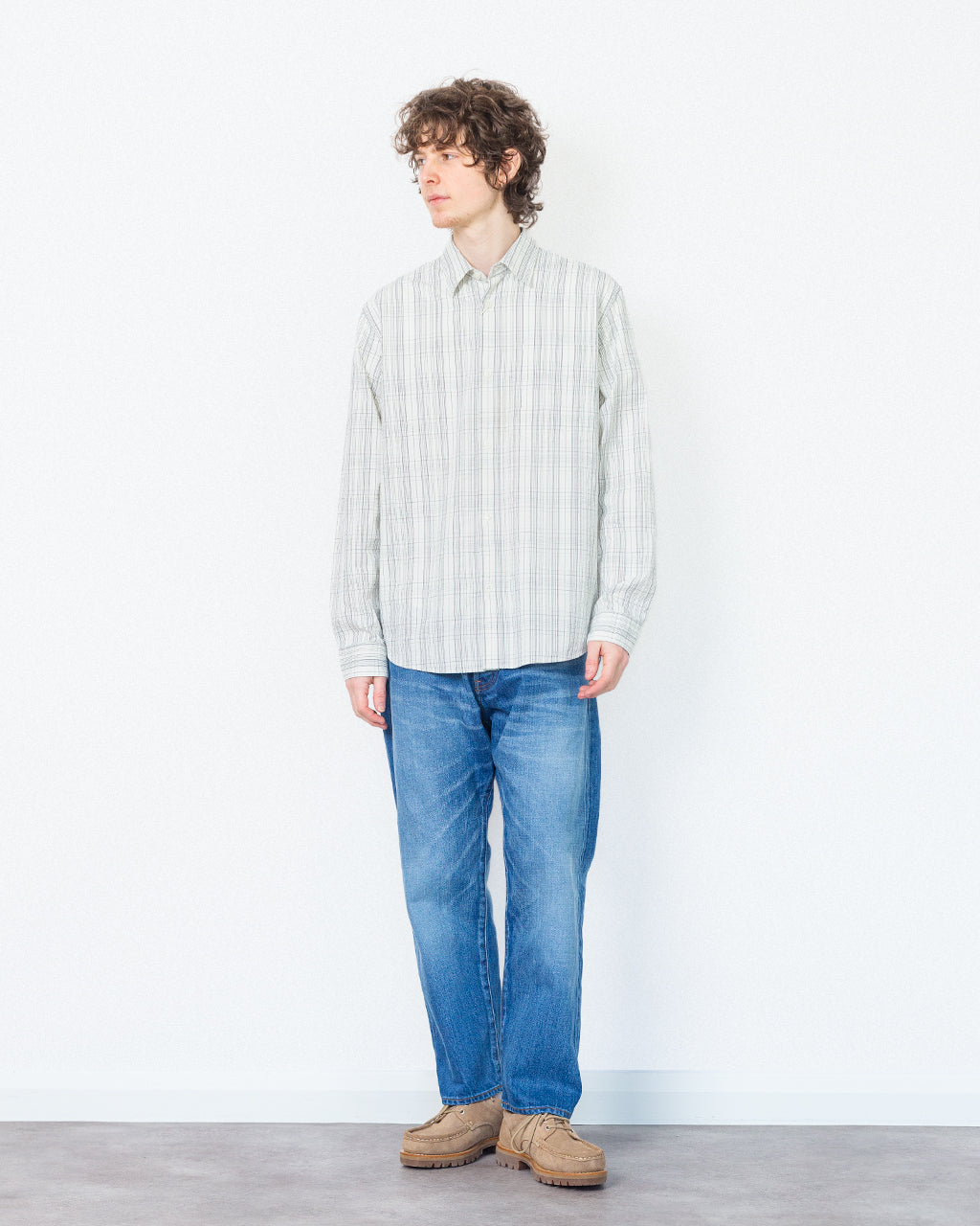 Anraslund Seersucker L/S Shirt - Birch/Black