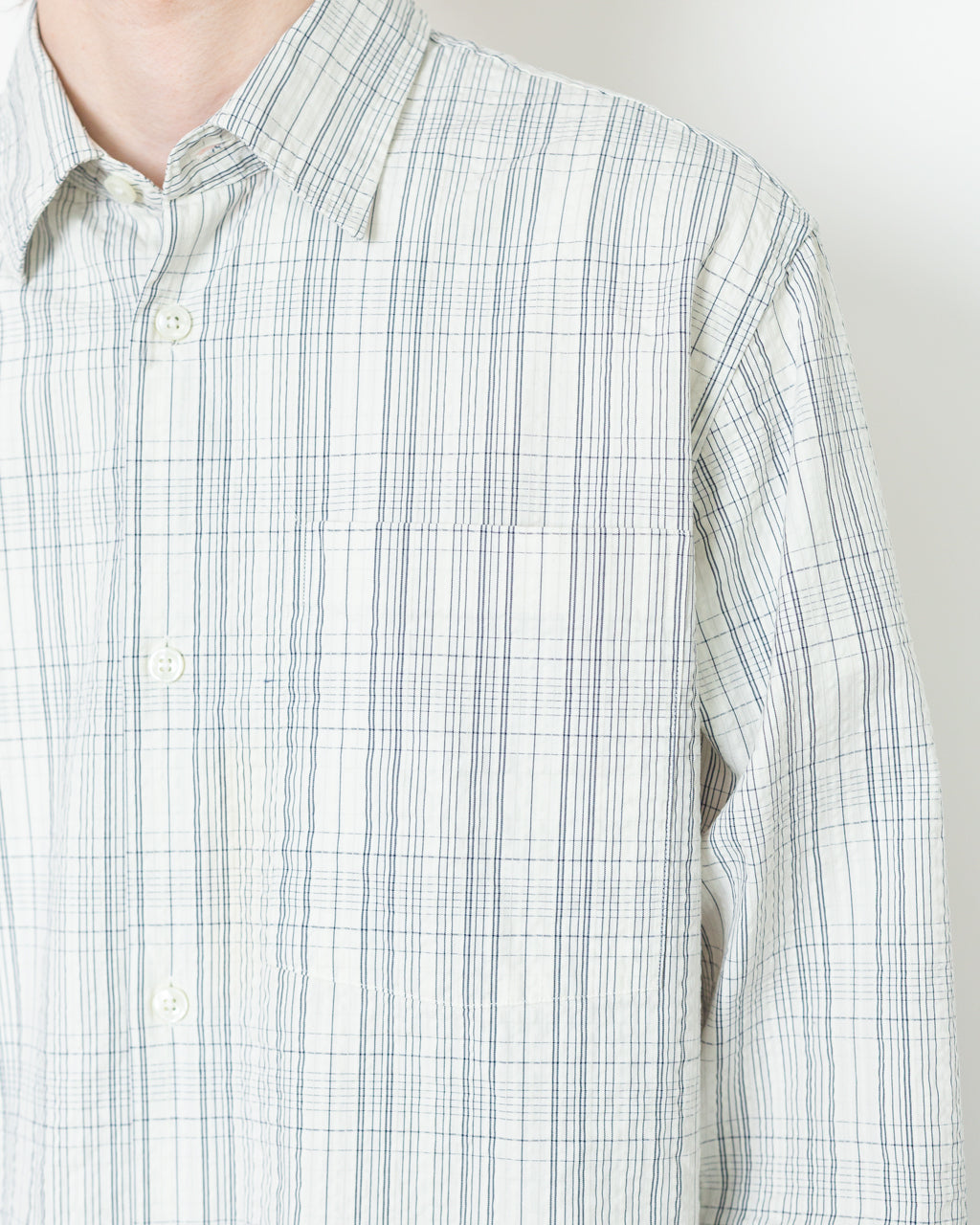 Anraslund Seersucker L/S Shirt - Birch/Black