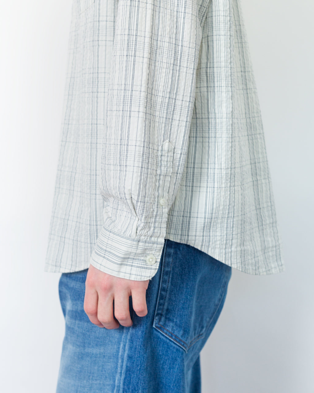 Anraslund Seersucker L/S Shirt - Birch/Black