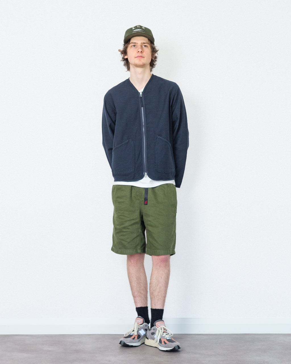 Zip Liner - Navy Slub Sateen