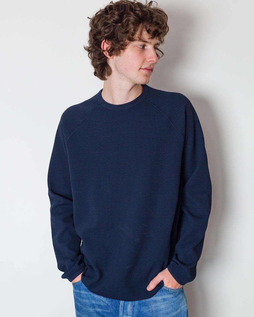 Waffle Light L/S T-Shirt - Ink Navy