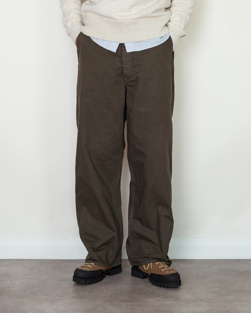 Wide Fit French Work Pants - Coffee Brown