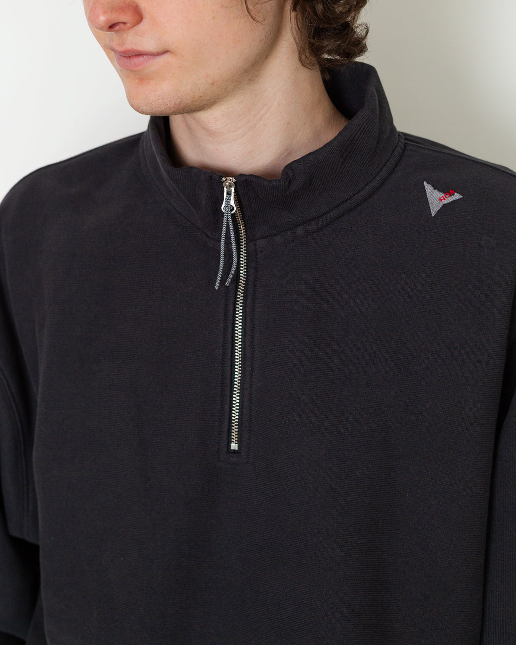 LOGO Half Zip Sweater - Washed Black