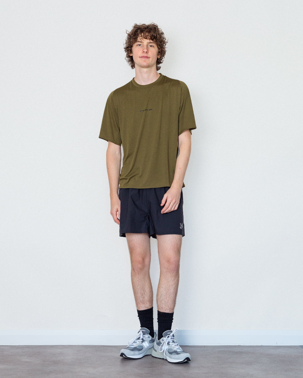 Lateral Peak S/S T-Shirt - Dark Olive Wordmark