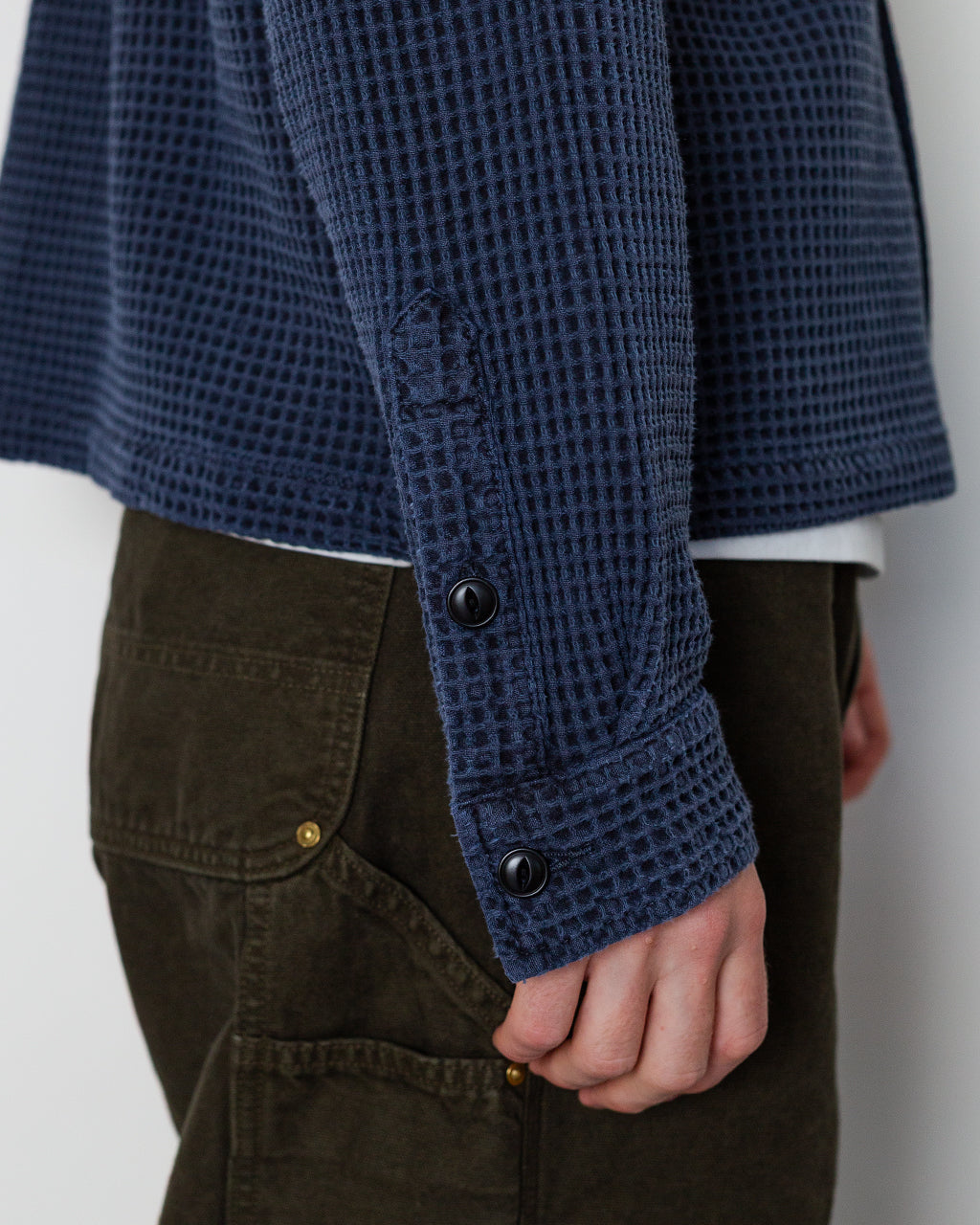 Waffle Button Front Shirt - Ink