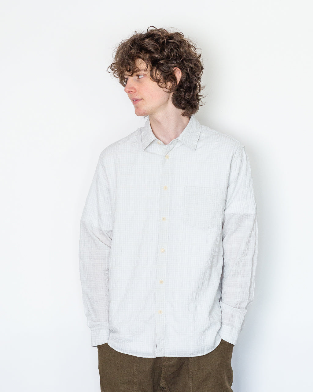 Relaxed Fit Shirt - Silver Textured Check
