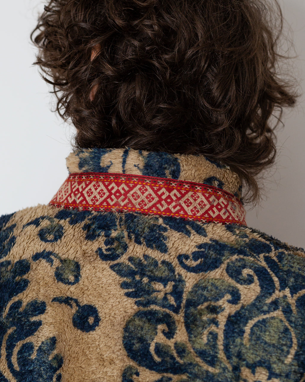 Damask Fleece Zip Blouson - Beige