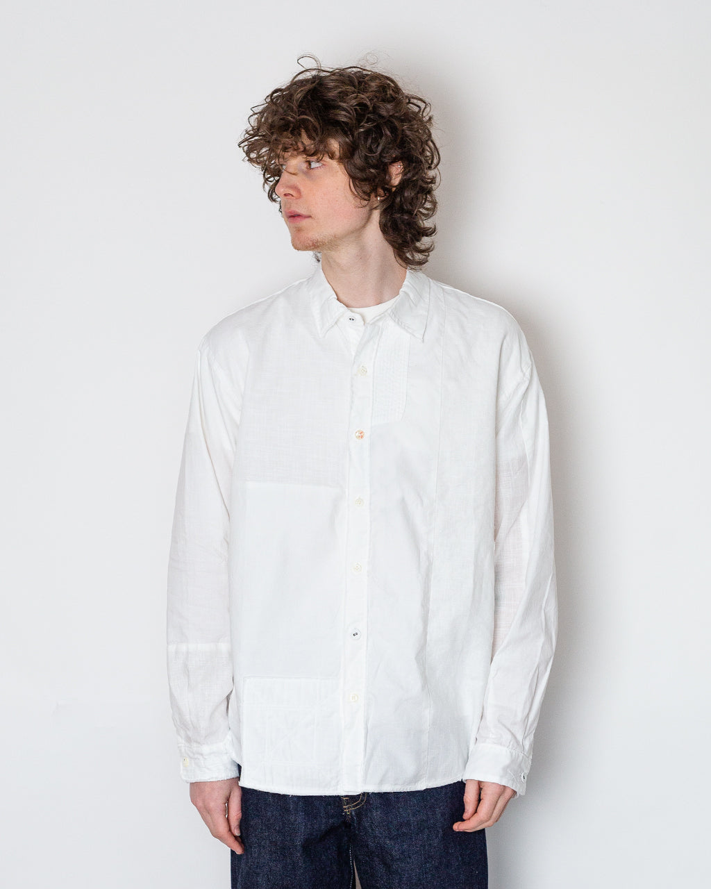 Cotton x Linen Patchwork KATMANDU Shirt 23' - White
