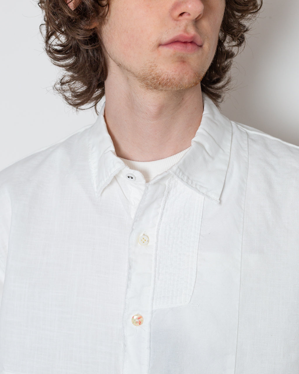 Cotton x Linen Patchwork KATMANDU Shirt 23' - White
