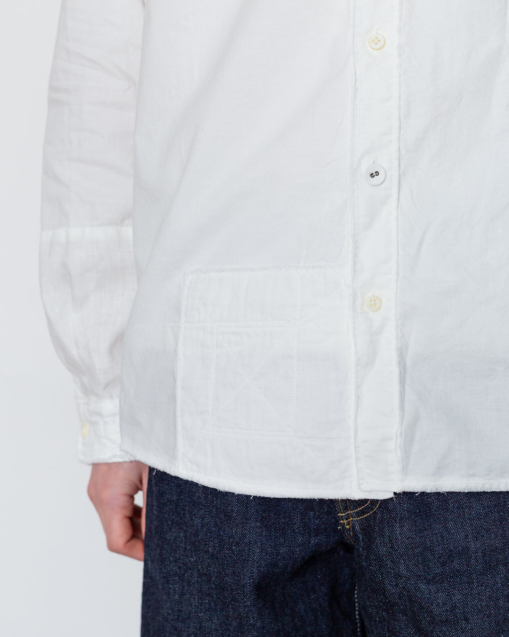 Cotton x Linen Patchwork KATMANDU Shirt 23' - White