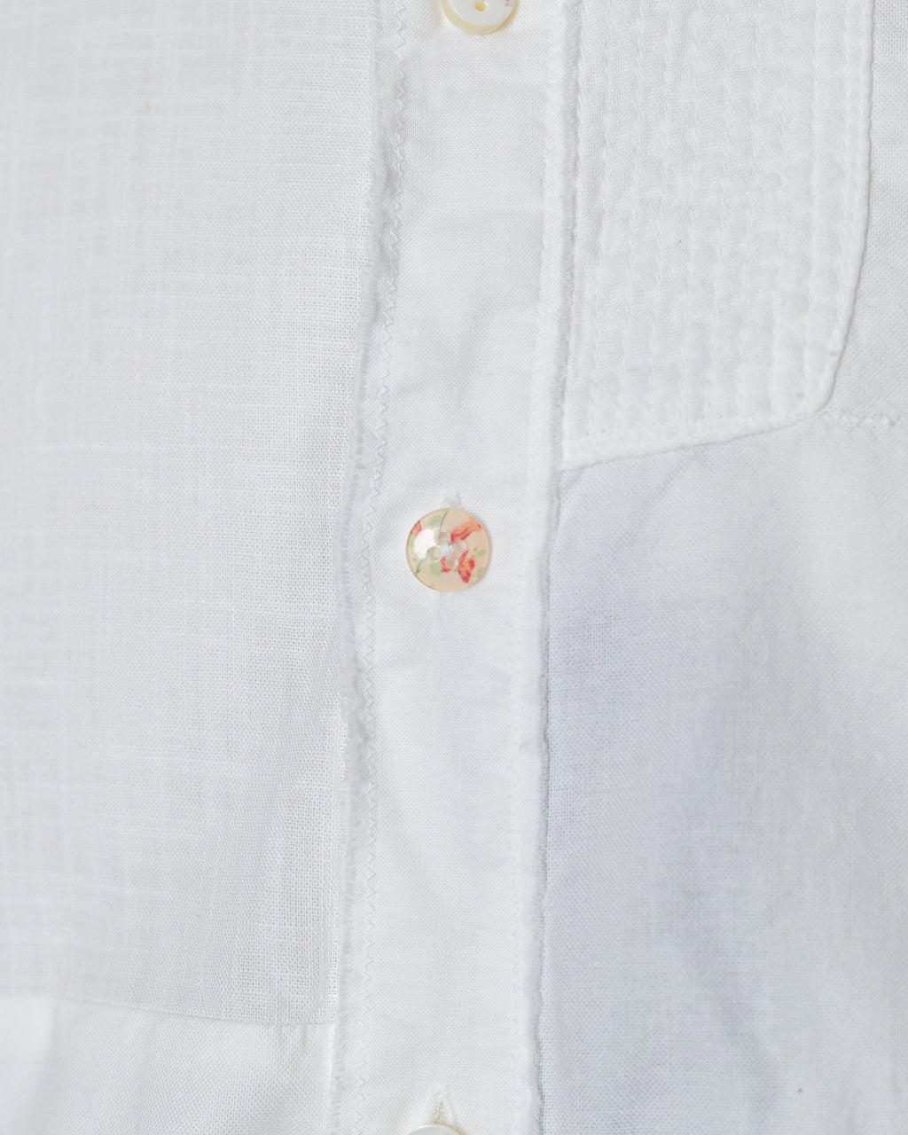 Cotton x Linen Patchwork KATMANDU Shirt 23' - White