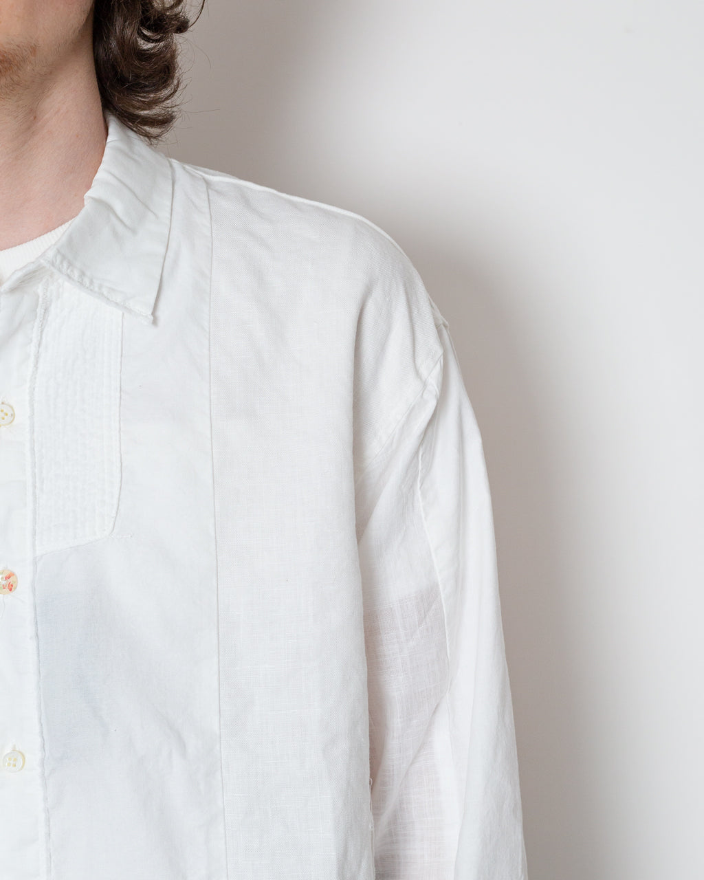 Cotton x Linen Patchwork KATMANDU Shirt 23' - White