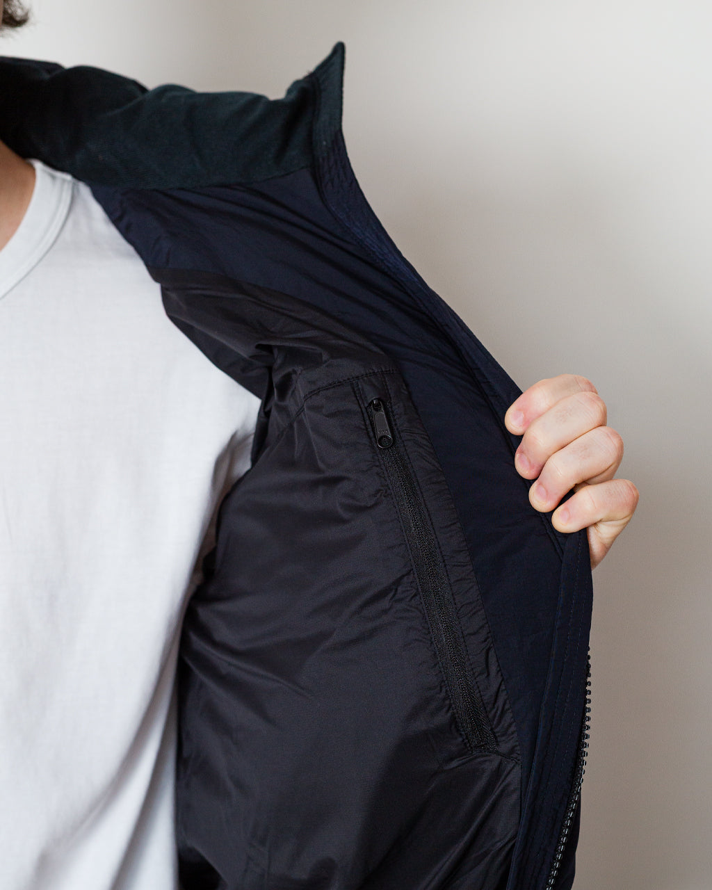 Dope Dyed Ripple Nylon Down Jacket - Dark Navy