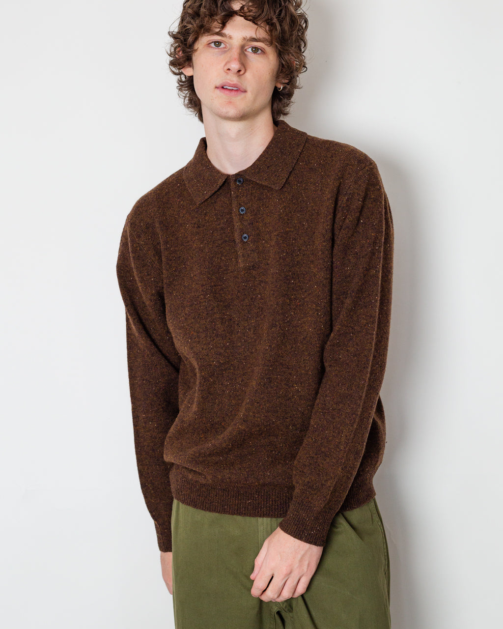 Knit Polo Nep 9G - Brown