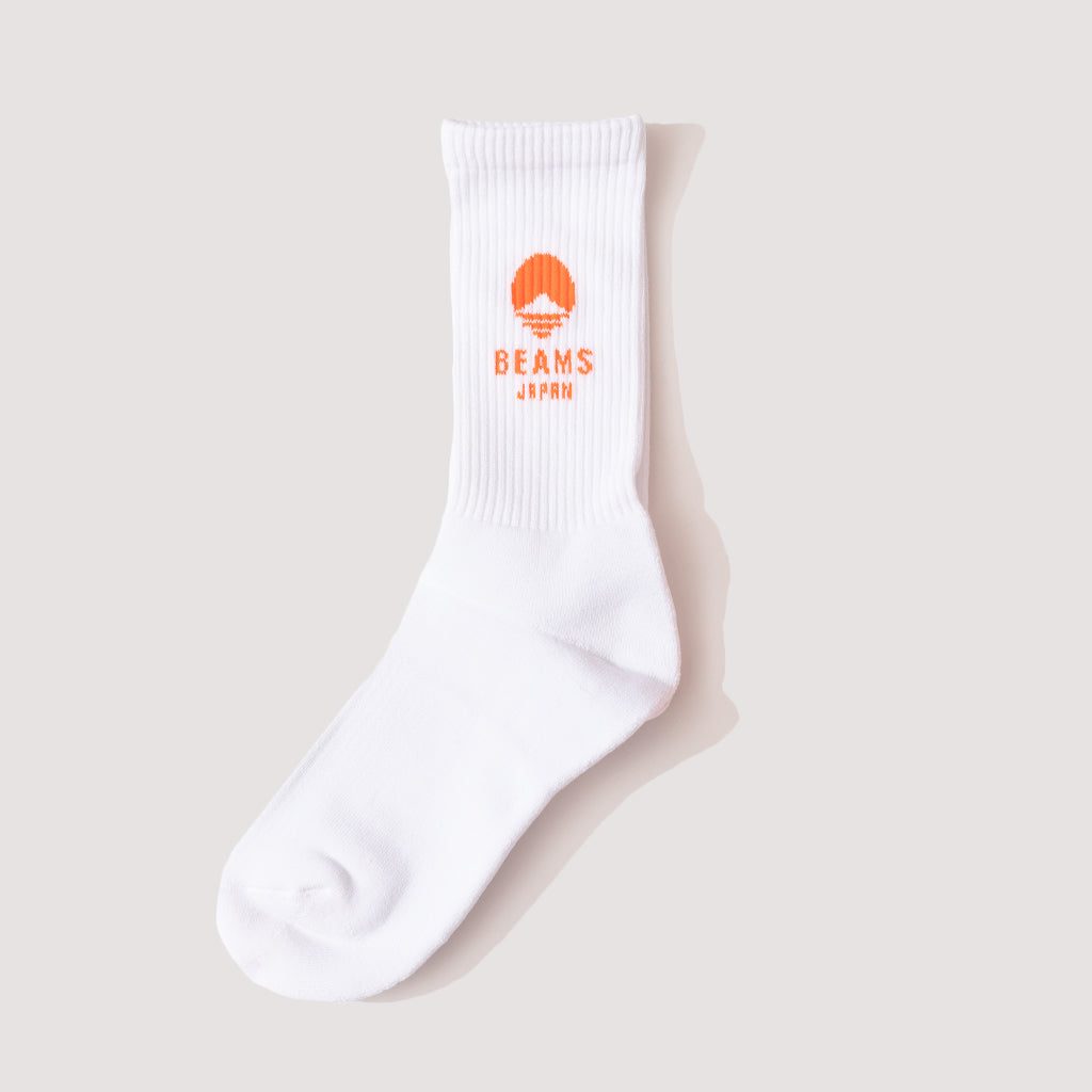 BEAMS JAPAN LOGO SOCKS - White/Orange