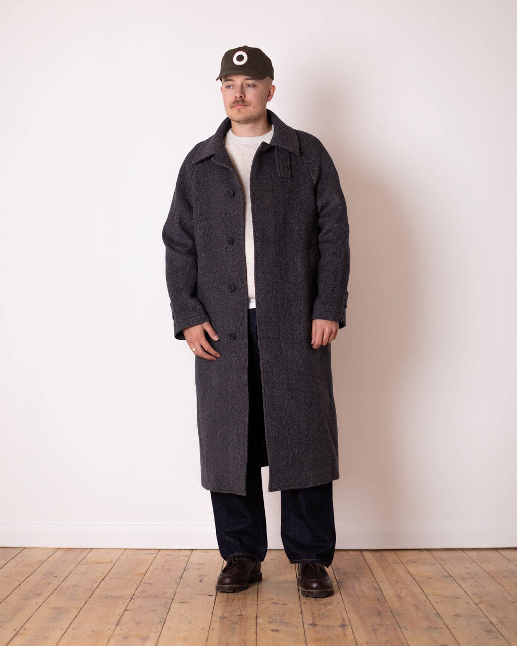 Installation Coat - Dark Grey Herringbone Wool