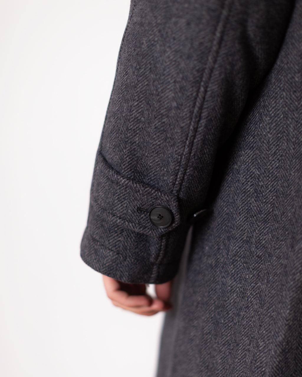 Installation Coat - Dark Grey Herringbone Wool
