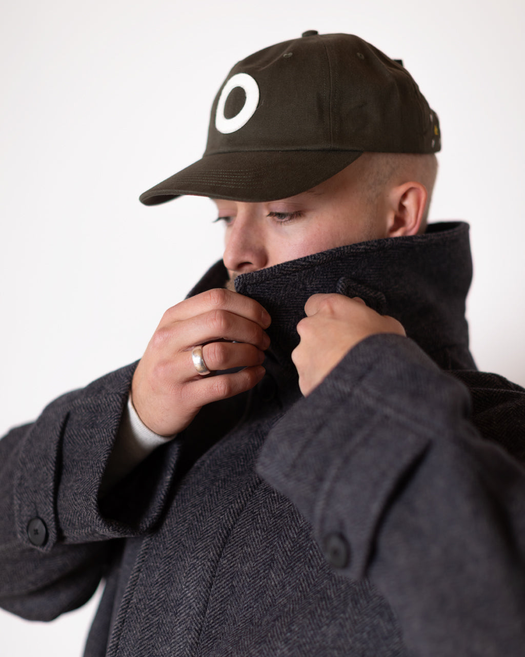 Installation Coat - Dark Grey Herringbone Wool