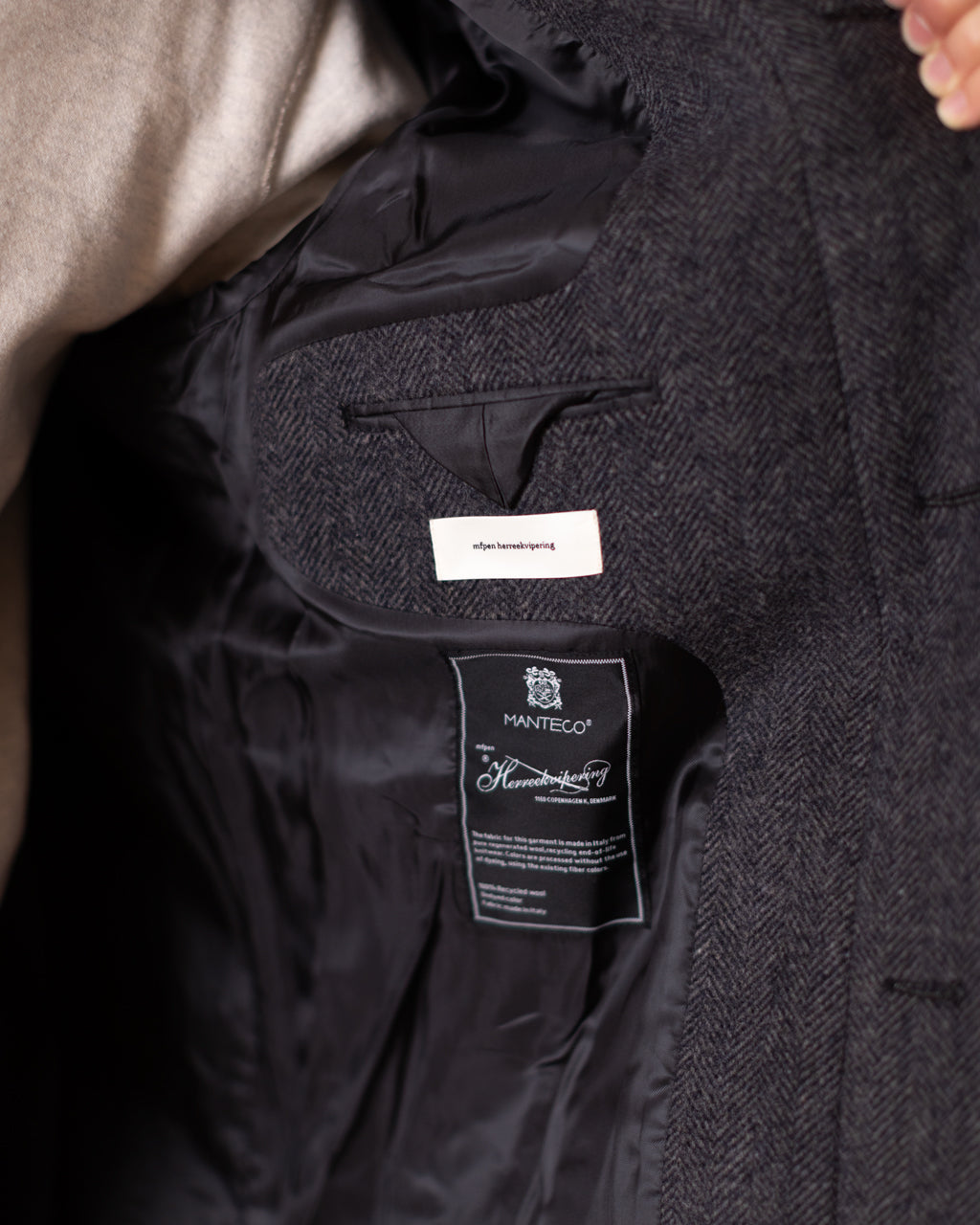 Installation Coat - Dark Grey Herringbone Wool